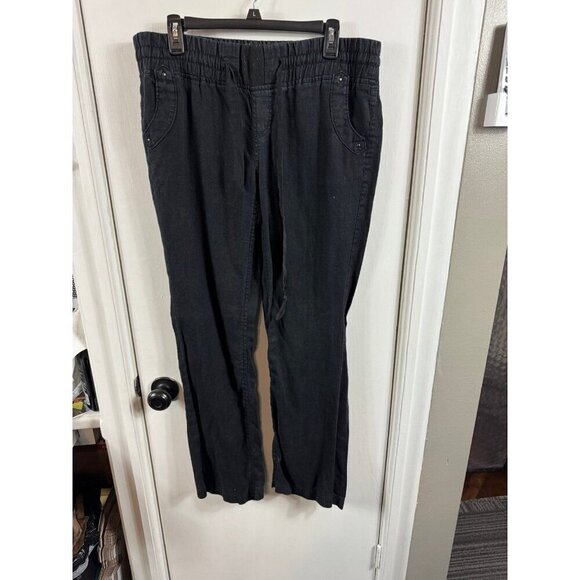 2b Bebe black linen cargo pants with elastic waistband.  Size large - Picture 1 of 9